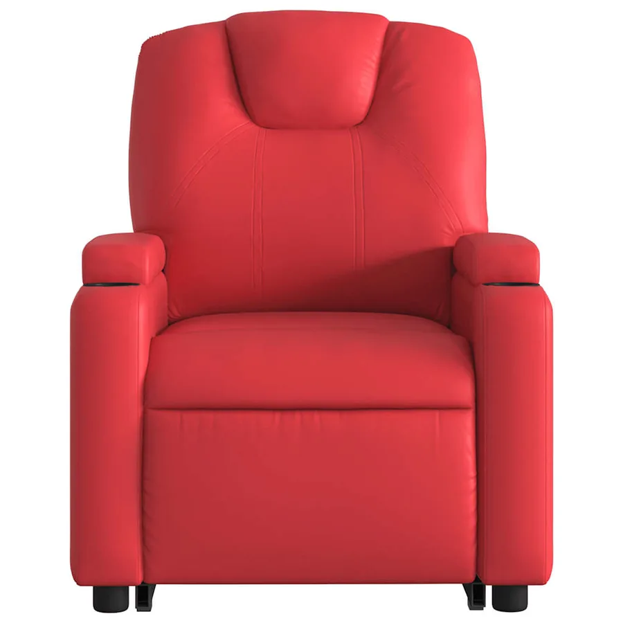 Fauteuil inclinable de massage électrique rouge similicuir - 9