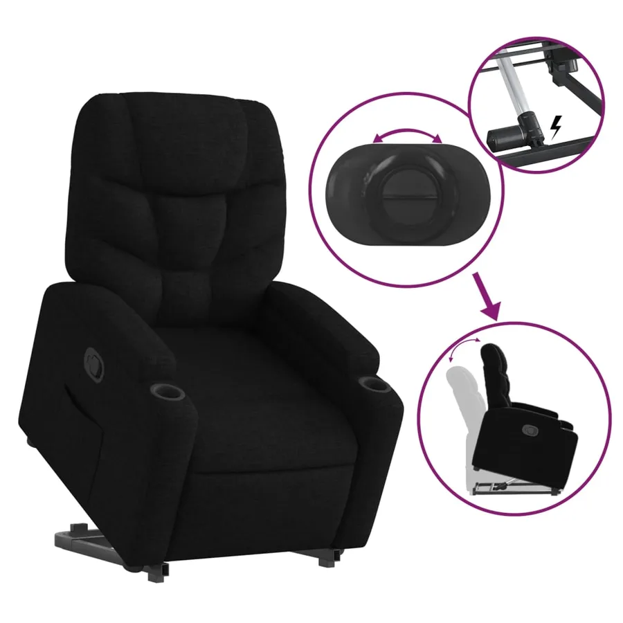 Fauteuil inclinable noir tissu - 6