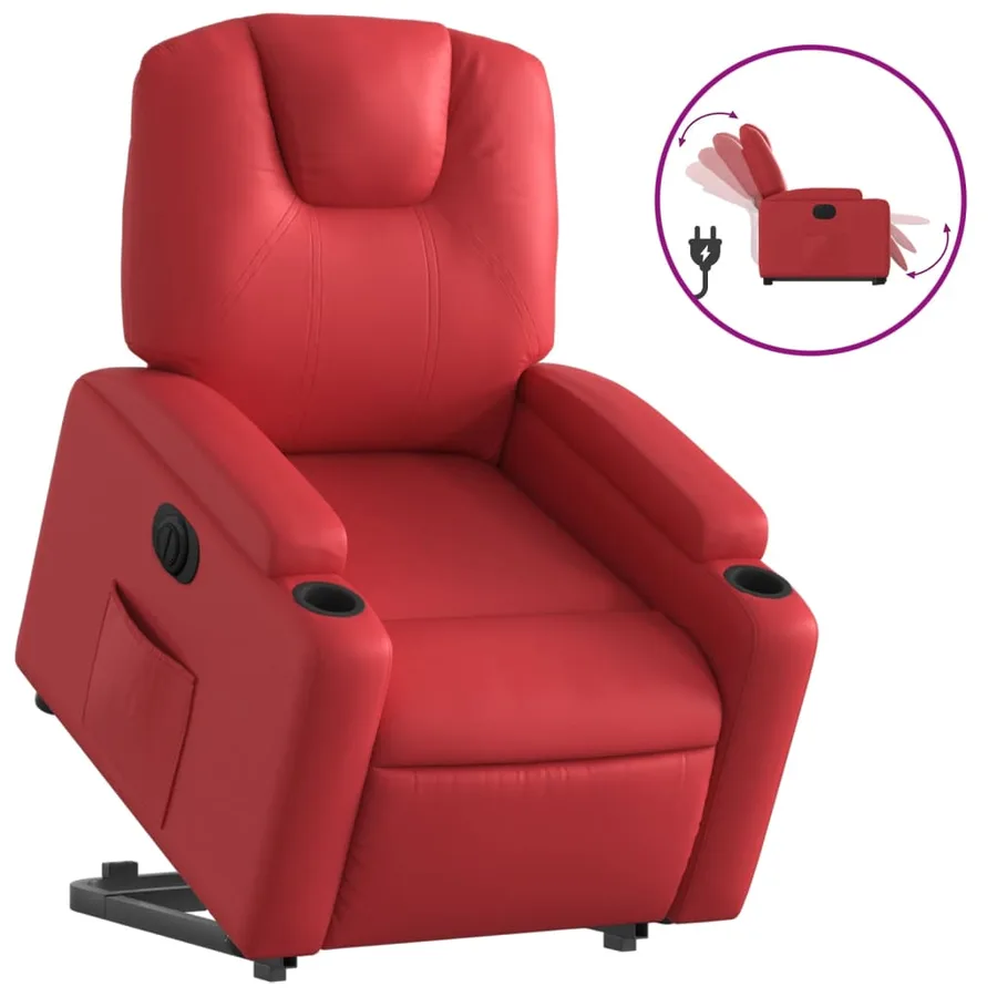 Fauteuil inclinable électrique rouge similicuir - 2