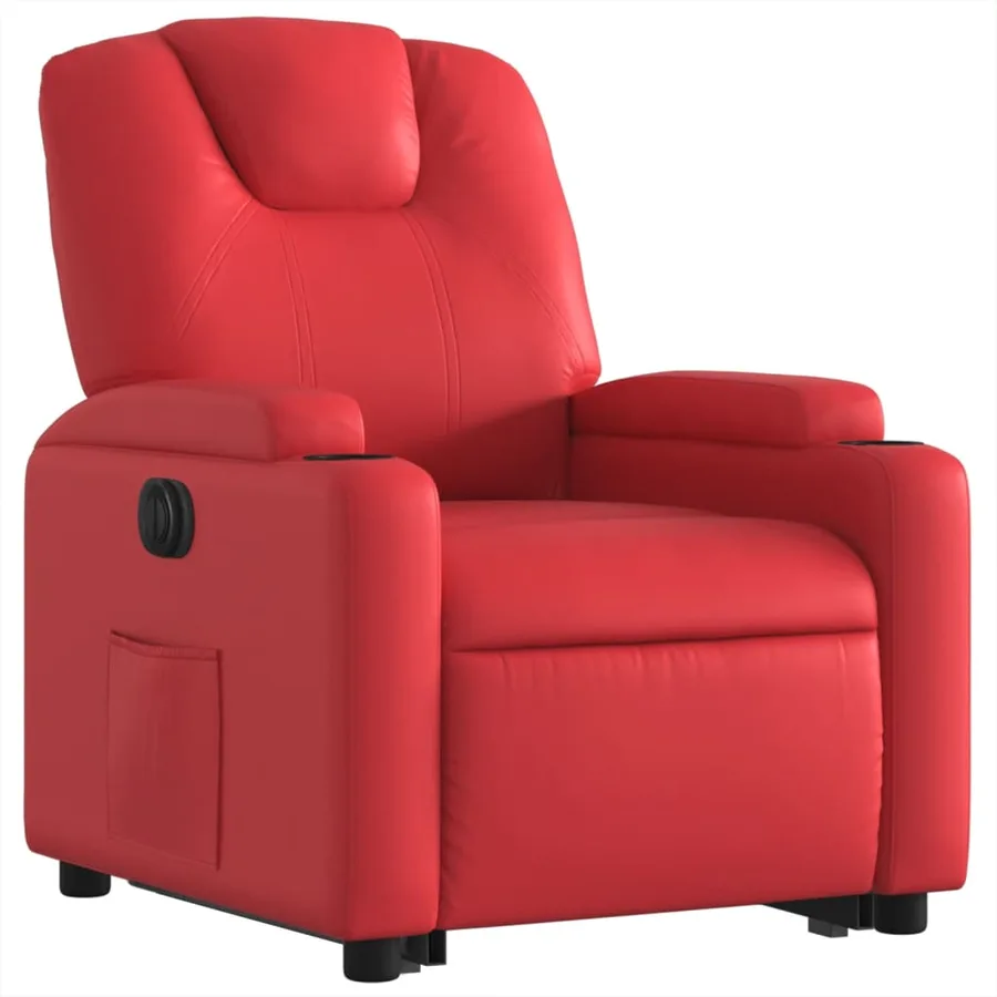 Fauteuil inclinable électrique rouge similicuir - 4