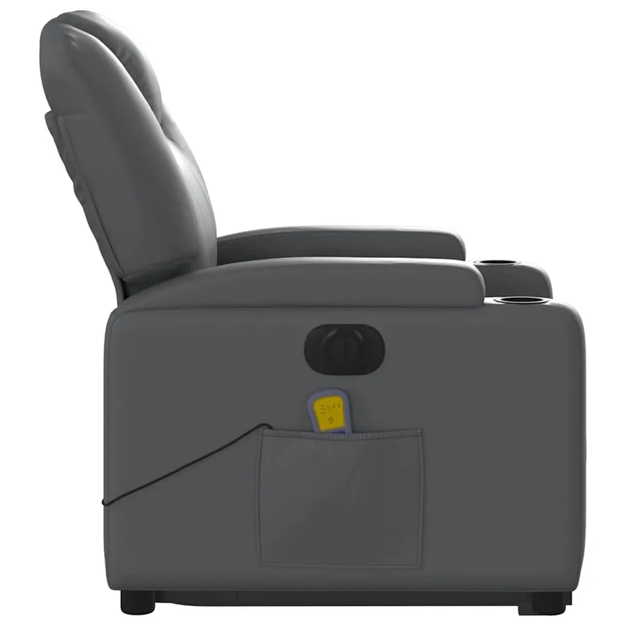 Fauteuil inclinable de massage électrique gris similicuir - 10