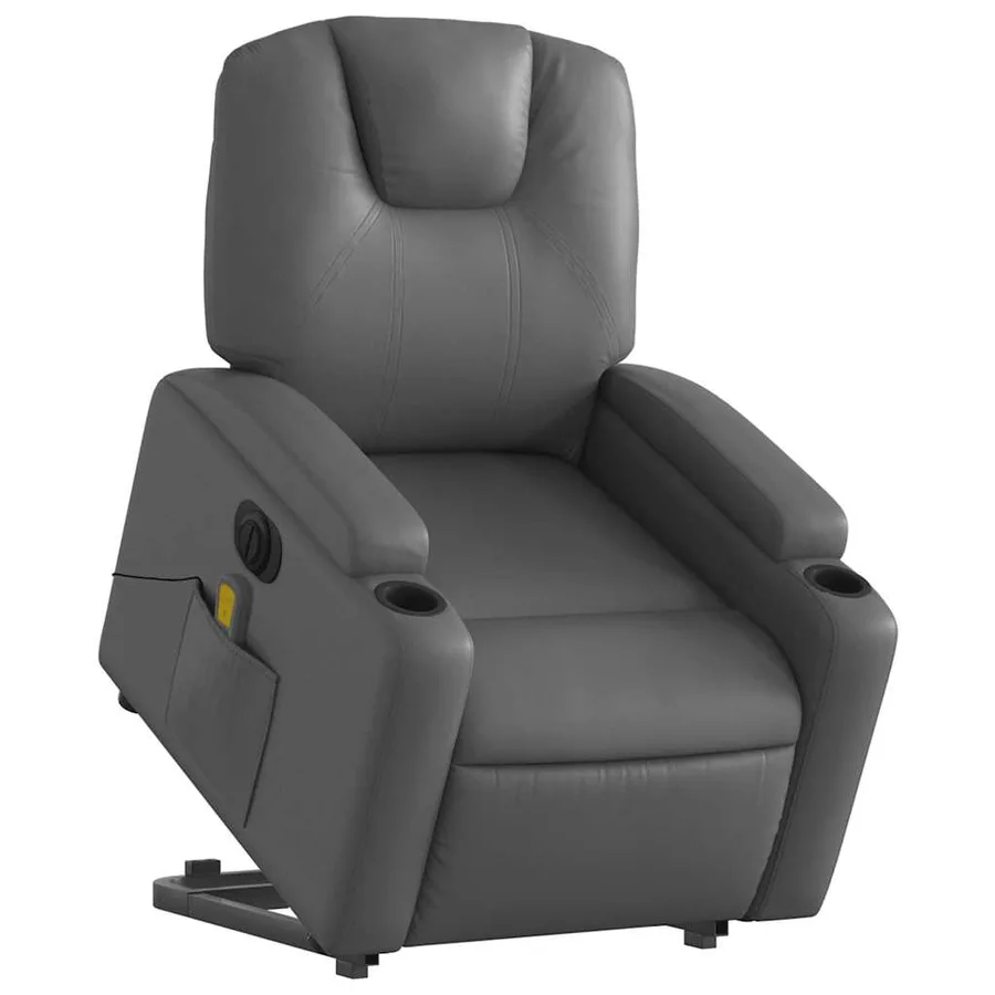 Fauteuil inclinable de massage électrique gris similicuir - 3