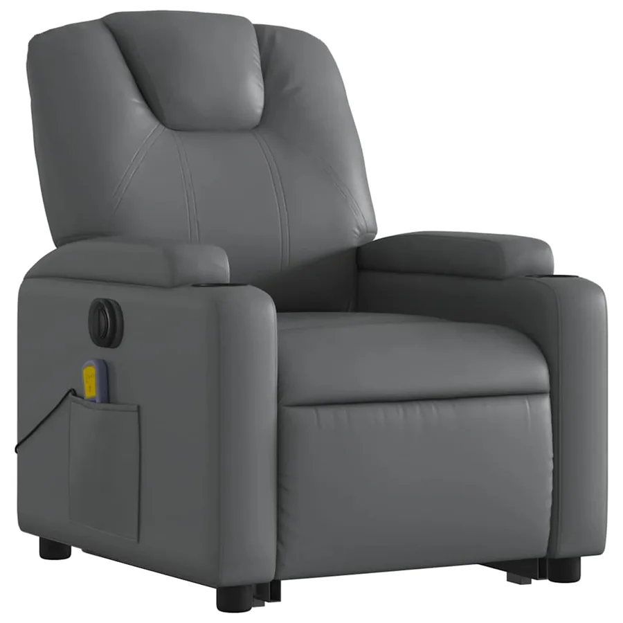 Fauteuil inclinable de massage électrique gris similicuir - 4