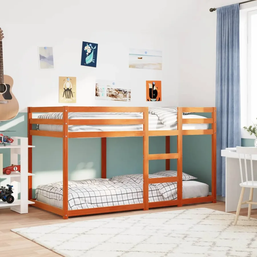 Lit superposé sans matelas cire marron 90x190 cm pin massif