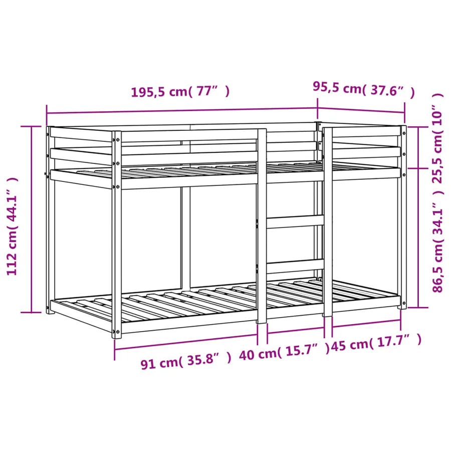 Lit superposé sans matelas cire marron 90x190 cm pin massif - 9