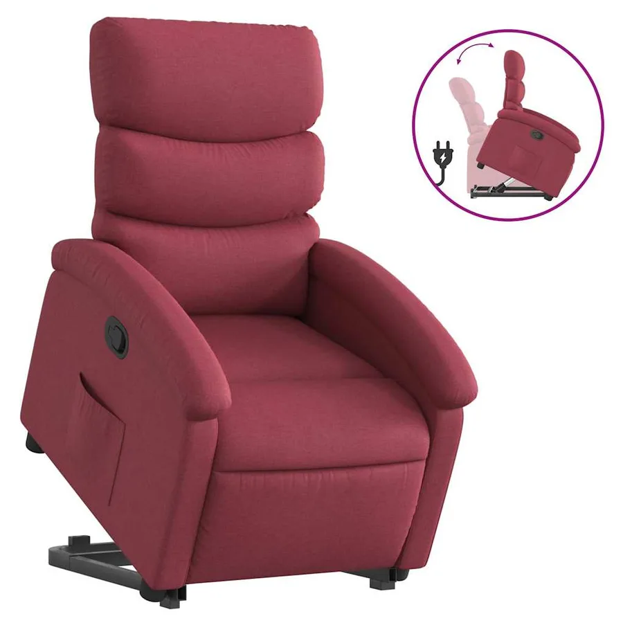 Fauteuil inclinable rouge bordeaux tissu - 2