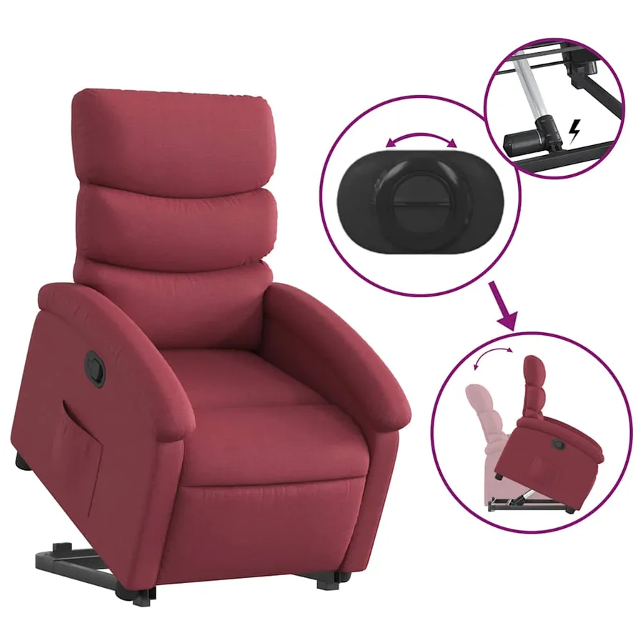 Fauteuil inclinable rouge bordeaux tissu - 6
