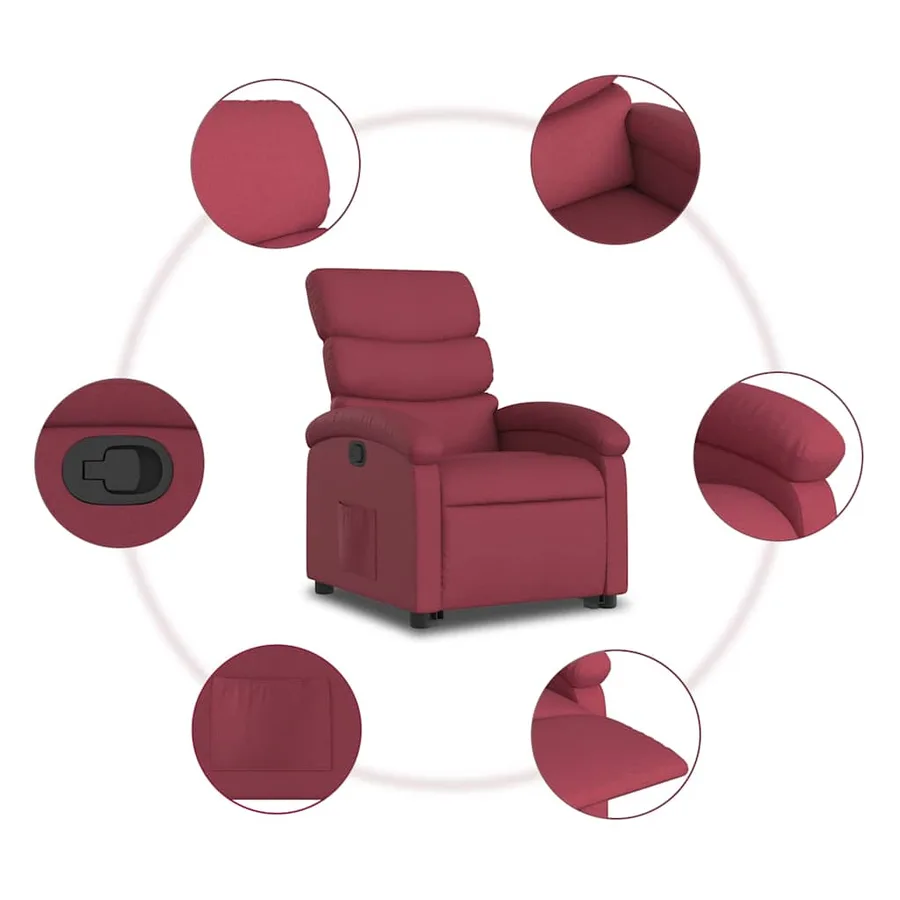 Fauteuil inclinable rouge bordeaux tissu - 8