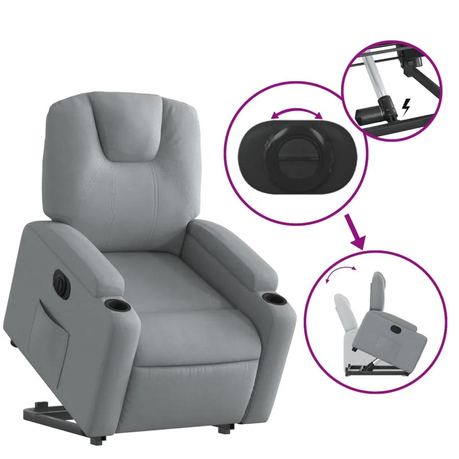 Fauteuil inclinable électrique gris clair tissu - 11
