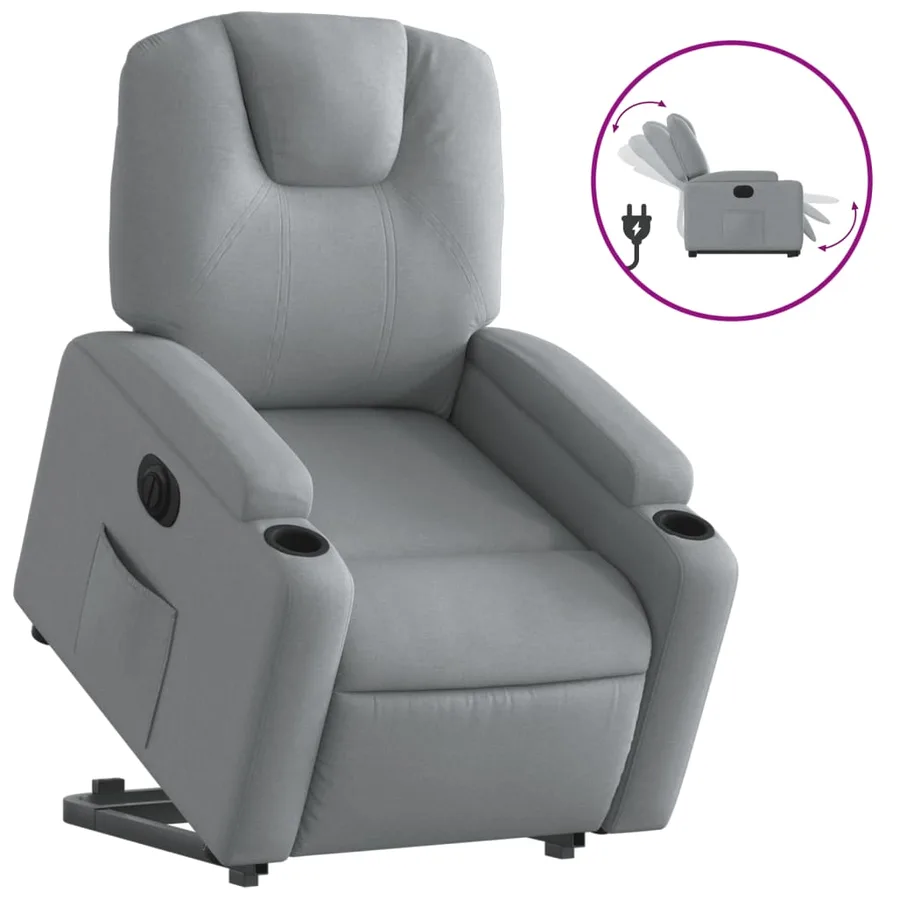 Fauteuil inclinable électrique gris clair tissu - 2