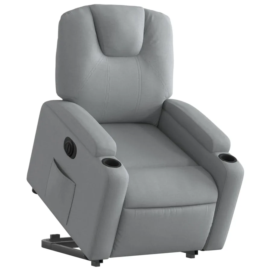 Fauteuil inclinable électrique gris clair tissu - 3