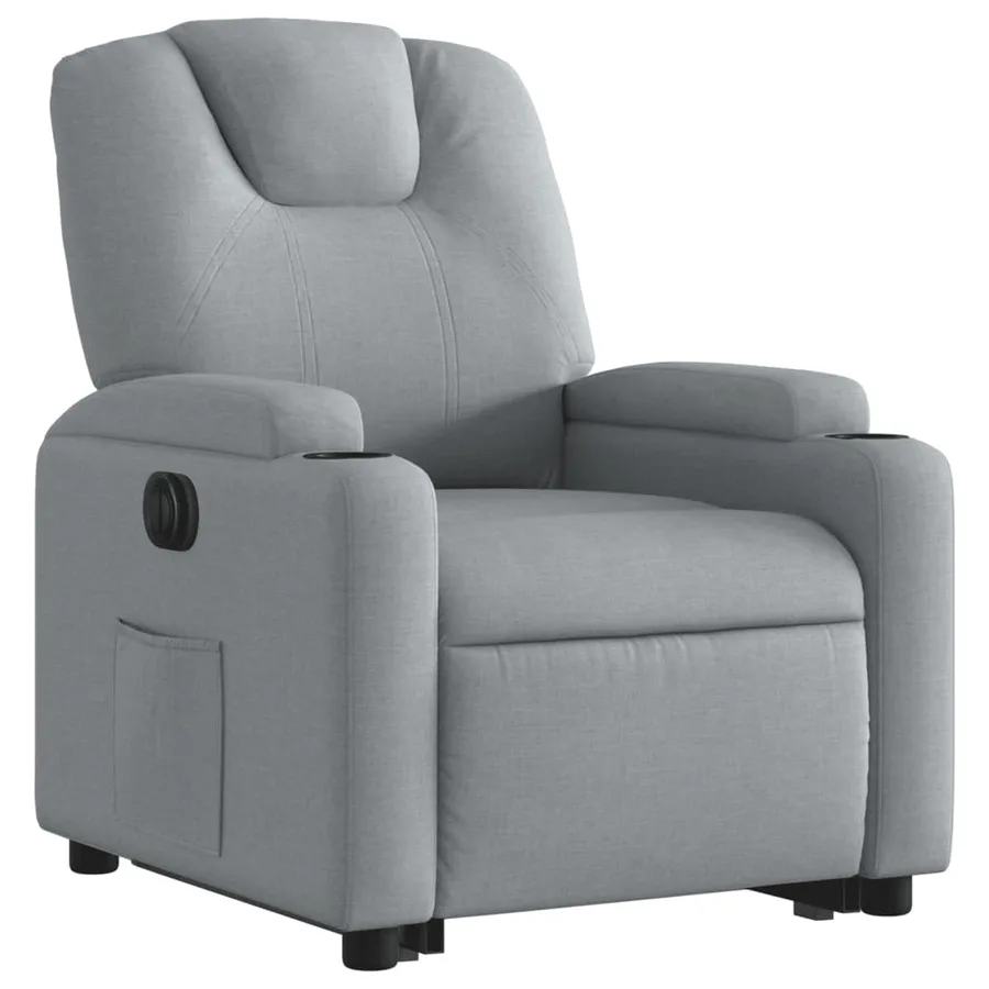 Fauteuil inclinable électrique gris clair tissu - 4
