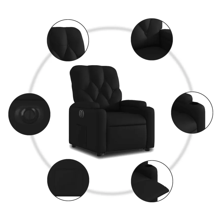 Fauteuil inclinable électrique noir similicuir - 8