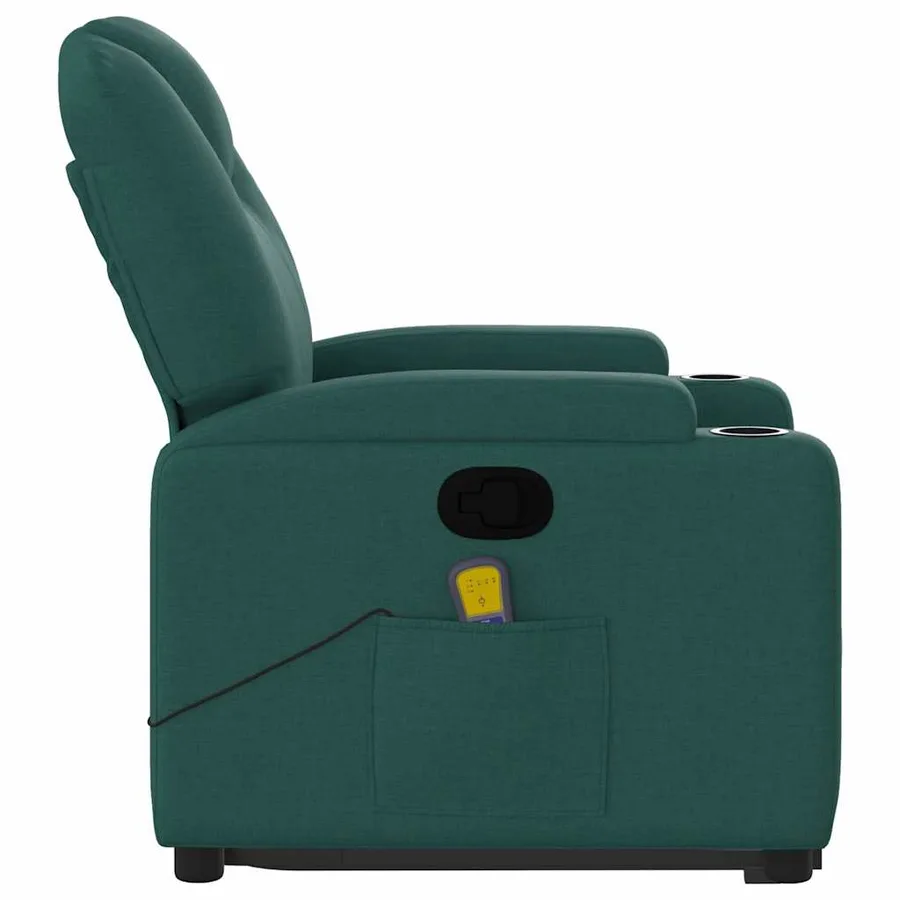 Fauteuil inclinable de massage Vert foncé Tissu - 10