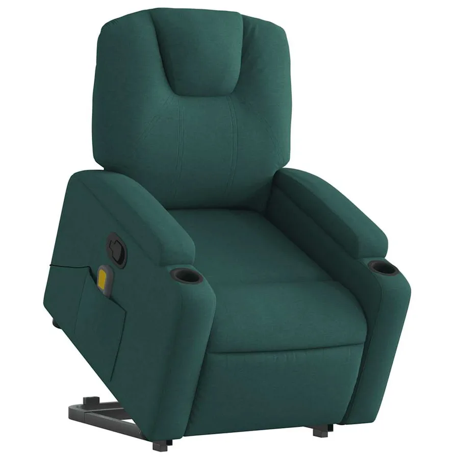 Fauteuil inclinable de massage Vert foncé Tissu - 3