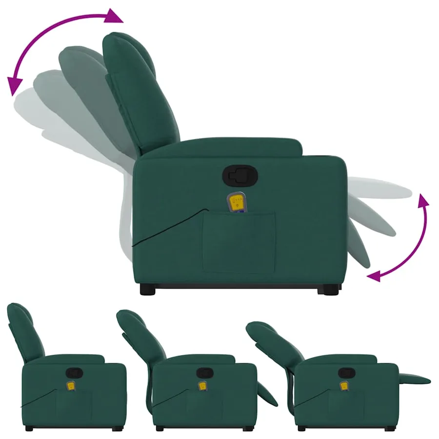 Fauteuil inclinable de massage Vert foncé Tissu - 7