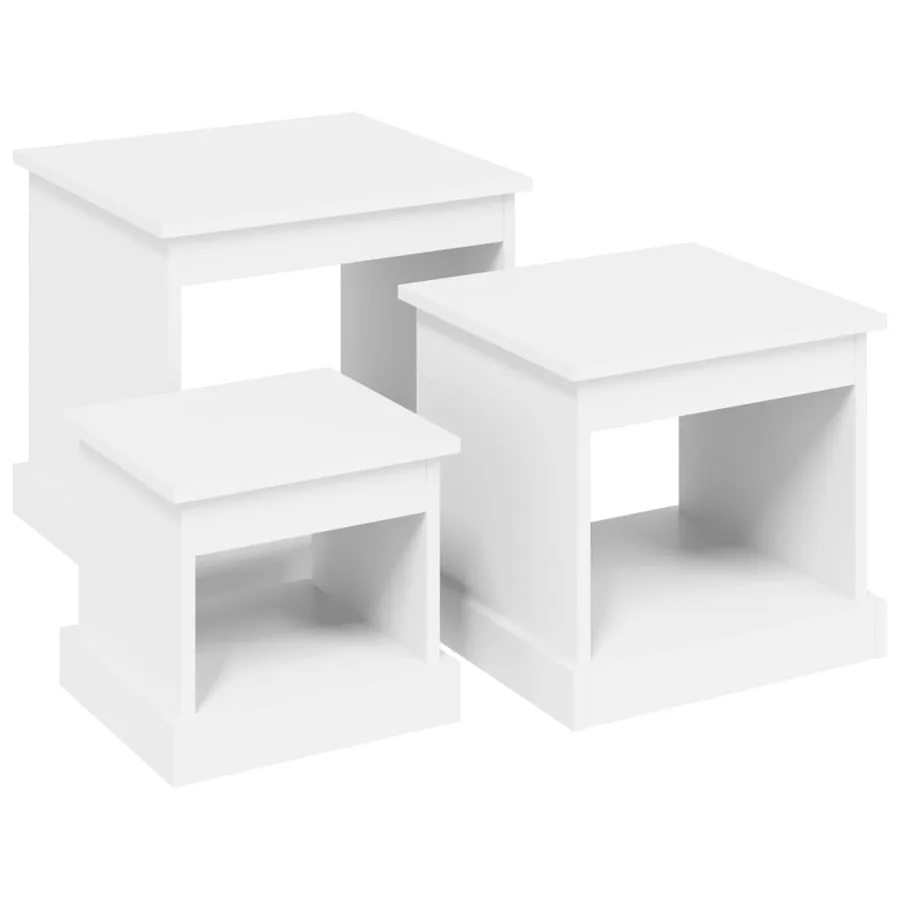 Tables basses 3 pcs blanc bois d'ingénierie - 2