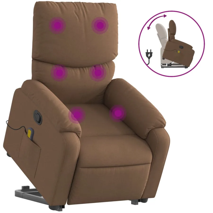 Fauteuil de massage inclinable Marron Tissu - 2