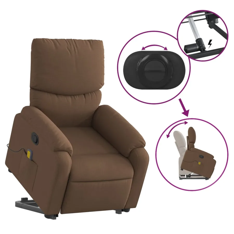 Fauteuil de massage inclinable Marron Tissu - 6