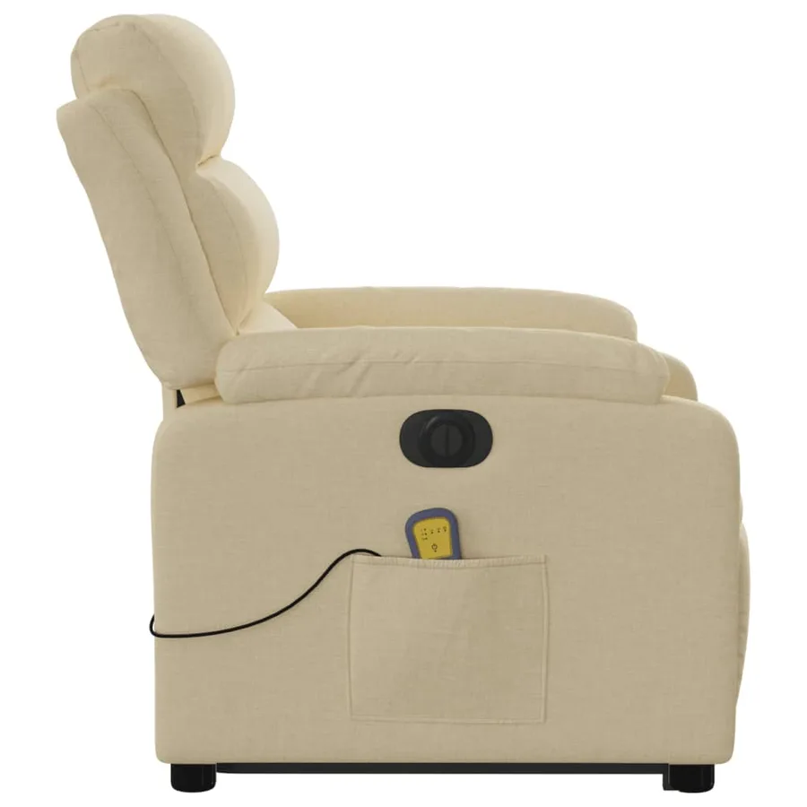 Fauteuil inclinable de massage électrique Crème Tissu - 9