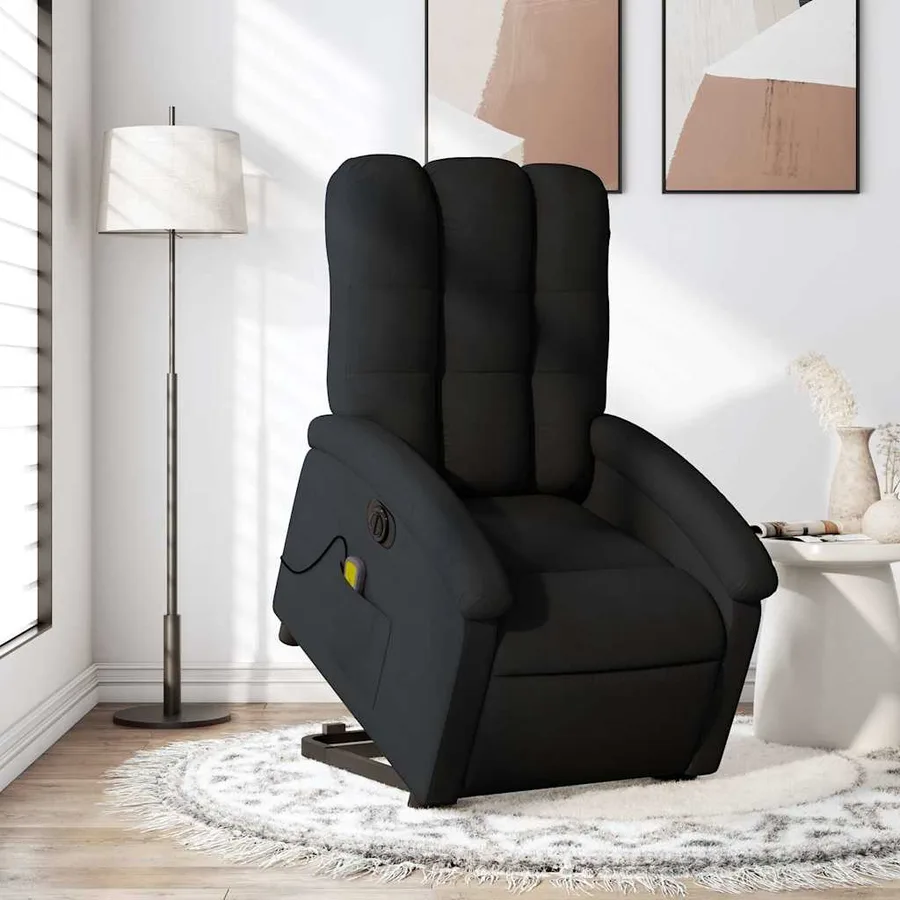 Fauteuil inclinable de massage électrique Noir Tissu - 16