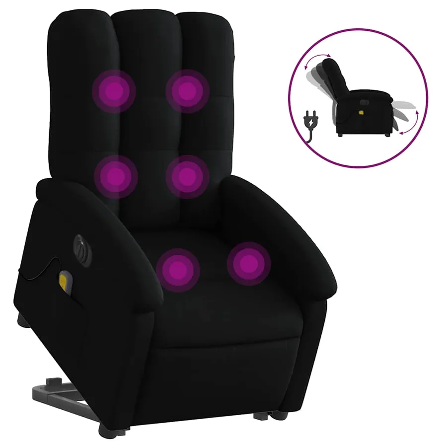 Fauteuil inclinable de massage électrique Noir Tissu - 2