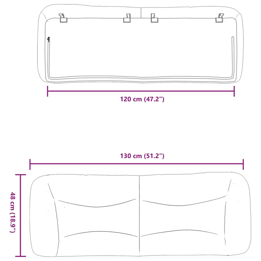 Coussin de tête de lit Hvar gris clair 120 cm tissu - 10