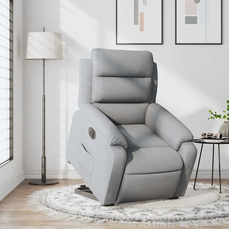 Fauteuil inclinable électrique gris clair tissu - 15