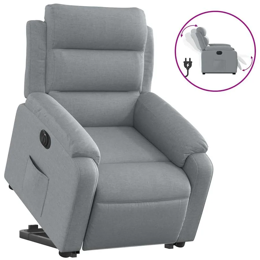 Fauteuil inclinable électrique gris clair tissu - 2