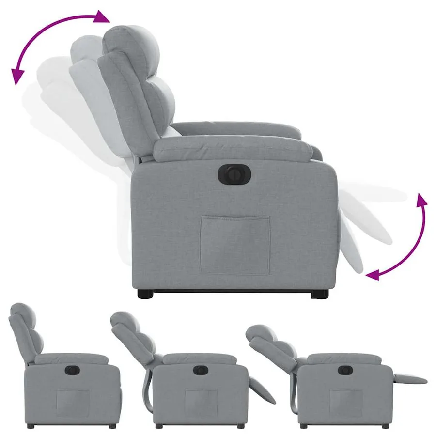 Fauteuil inclinable électrique gris clair tissu - 7