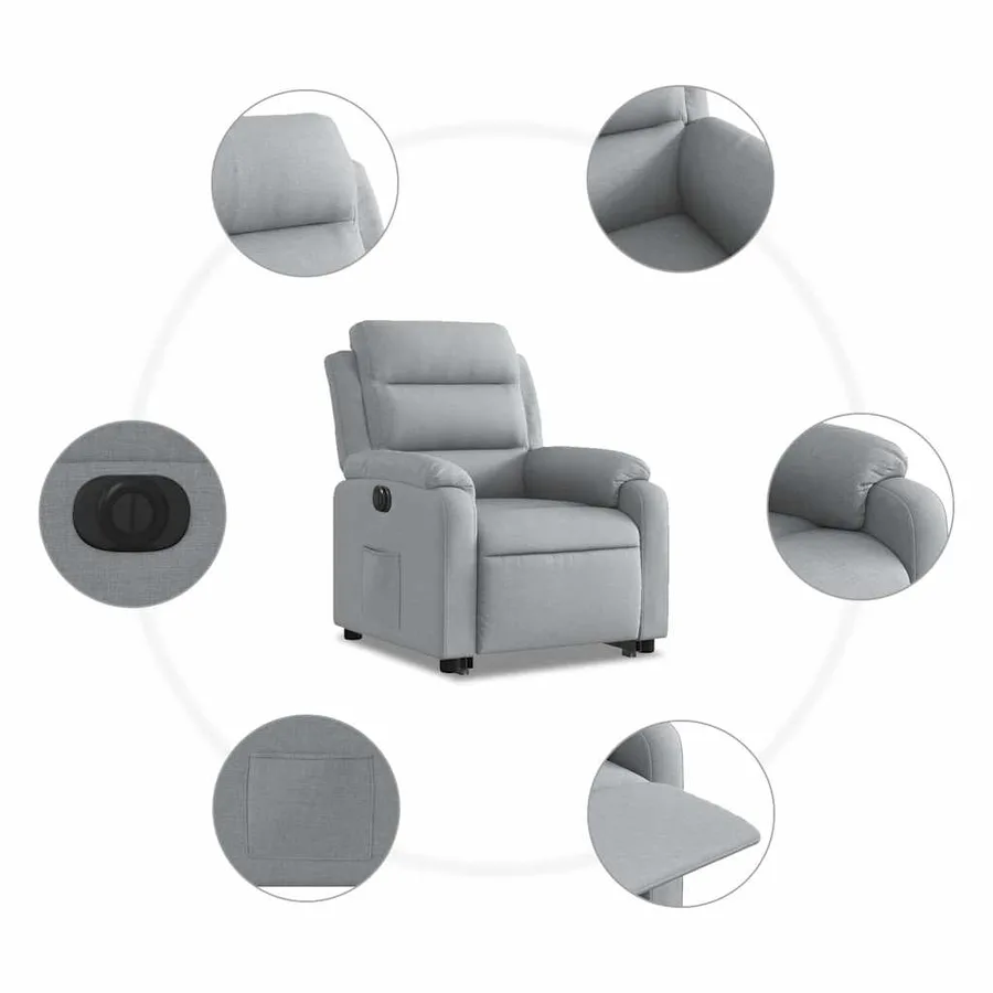 Fauteuil inclinable électrique gris clair tissu - 8