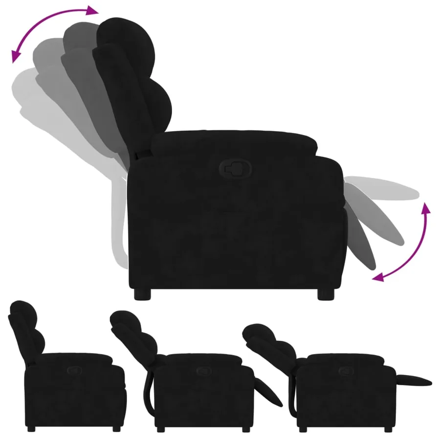Fauteuil inclinable noir velours - 4