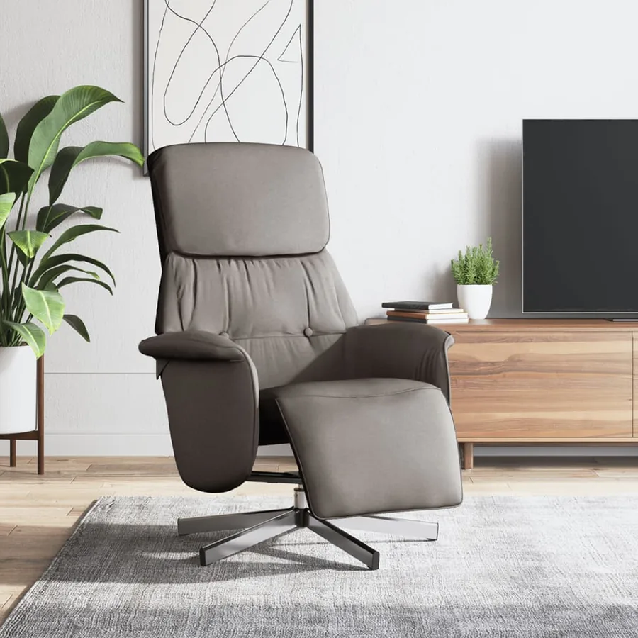 Fauteuil inclinable avec repose-pieds taupe tissu