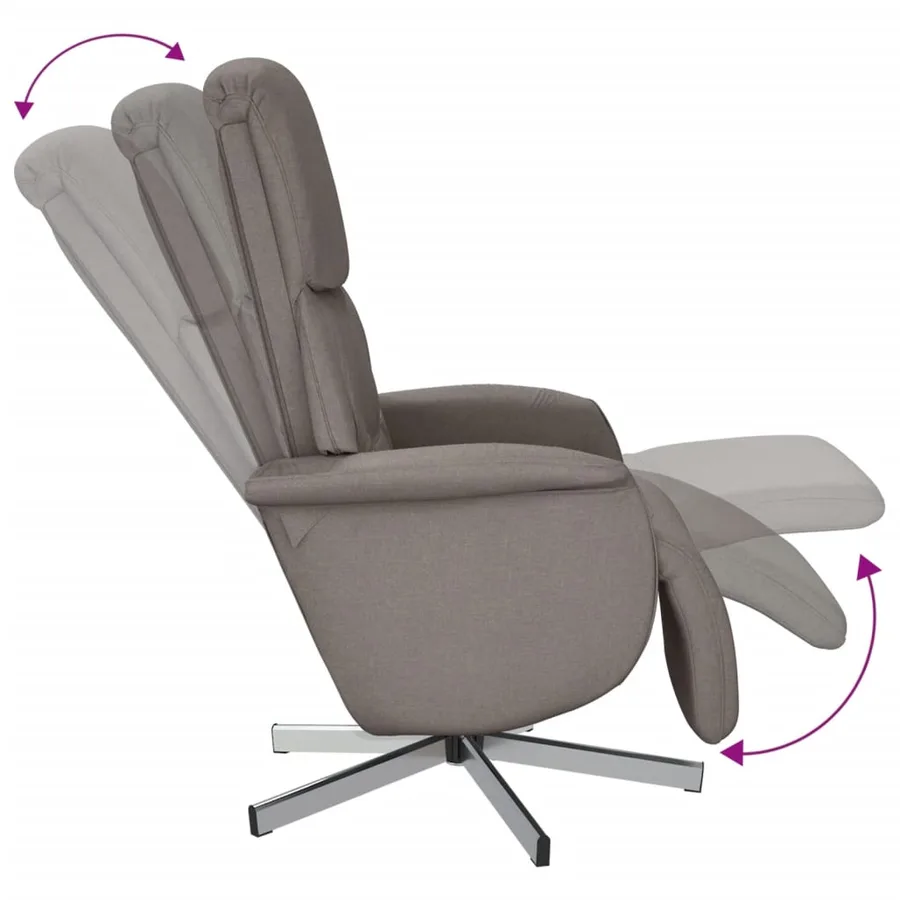 Fauteuil inclinable avec repose-pieds taupe tissu - 6