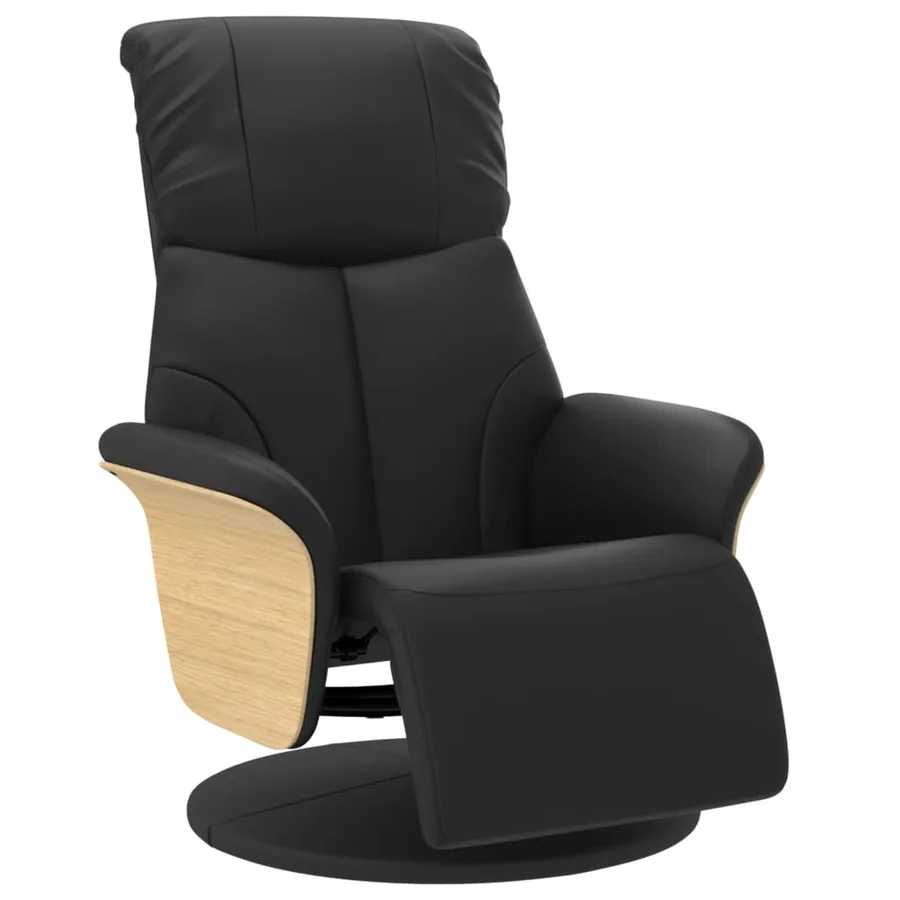 Fauteuil inclinable avec repose-pieds noir similicuir - 2