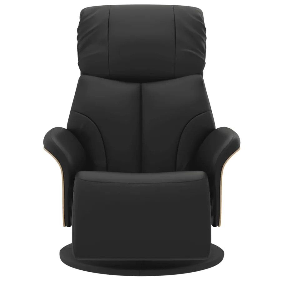 Fauteuil inclinable avec repose-pieds noir similicuir - 3