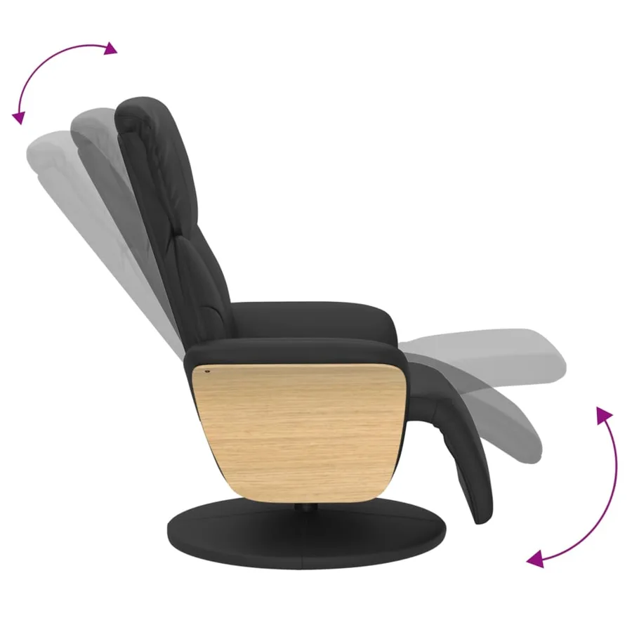 Fauteuil inclinable avec repose-pieds noir similicuir - 6