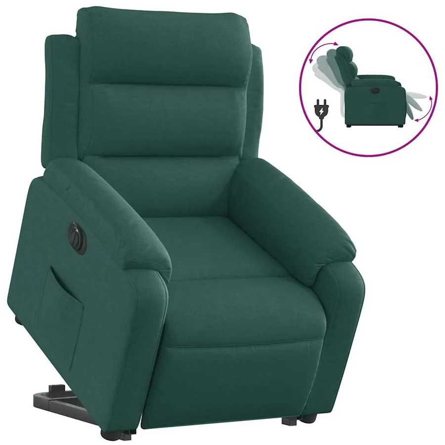 Fauteuil inclinable électrique vert foncé tissu - 2