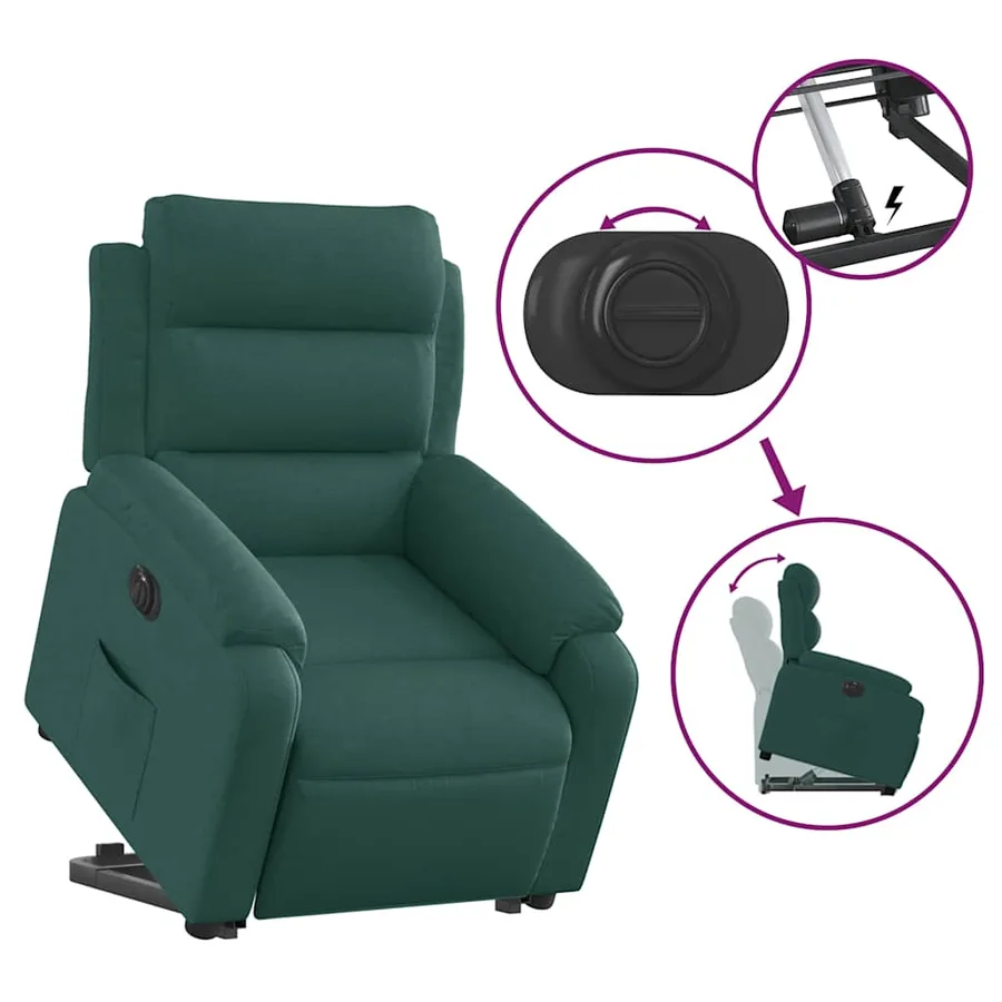 Fauteuil inclinable électrique vert foncé tissu - 6