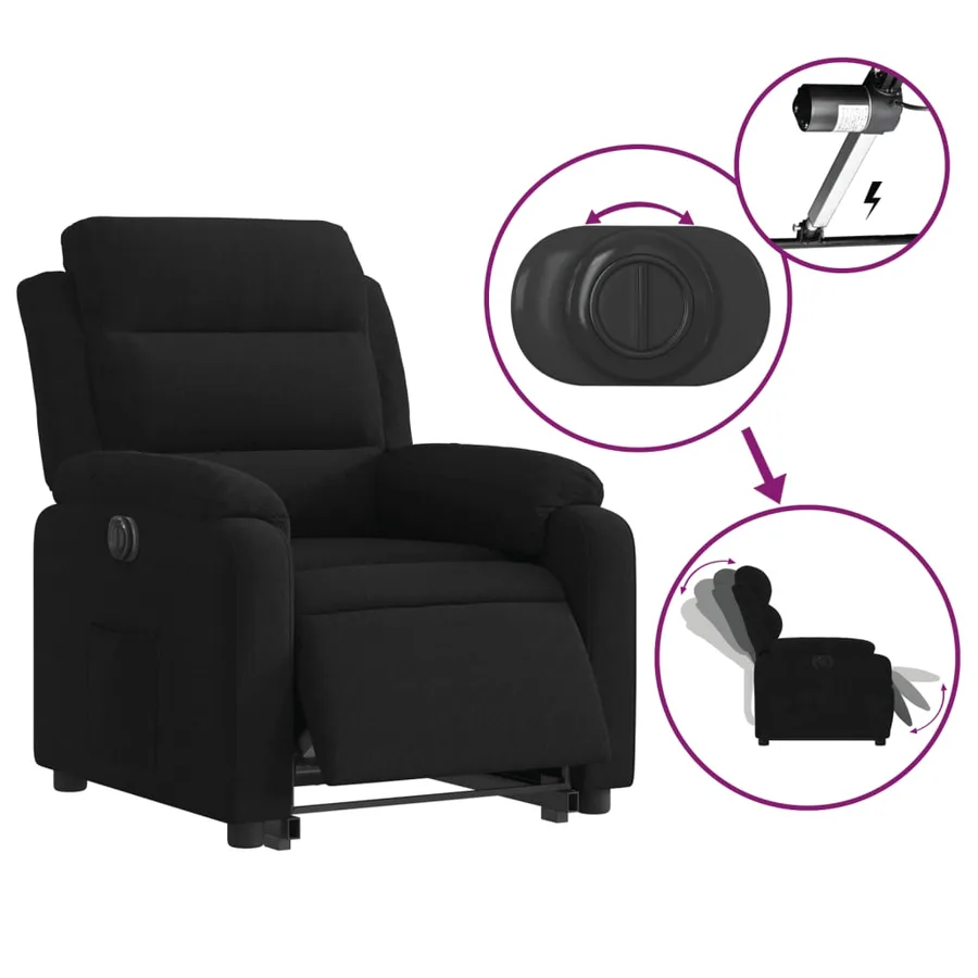 Fauteuil inclinable électrique noir velours - 6