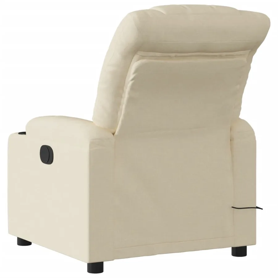Fauteuil inclinable de massage électrique crème tissu - 5
