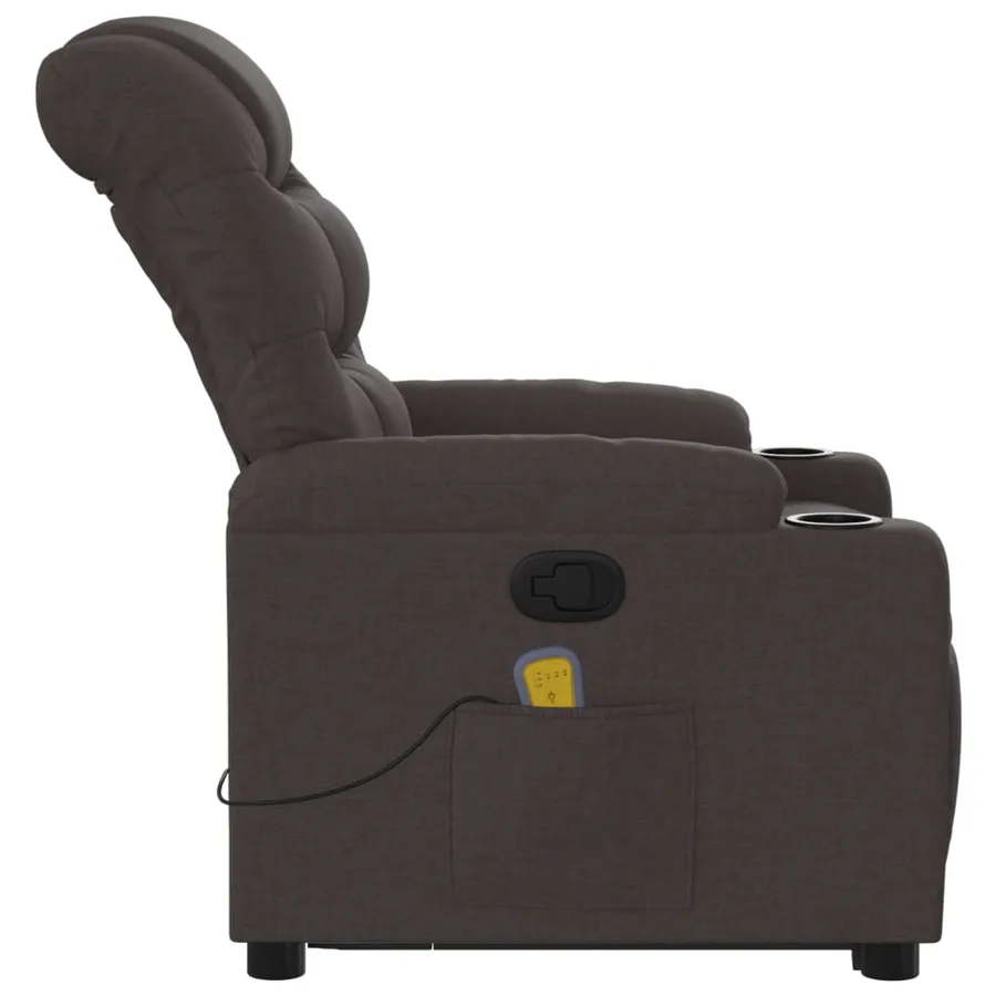Fauteuil inclinable de massage Marron foncé Tissu - 10
