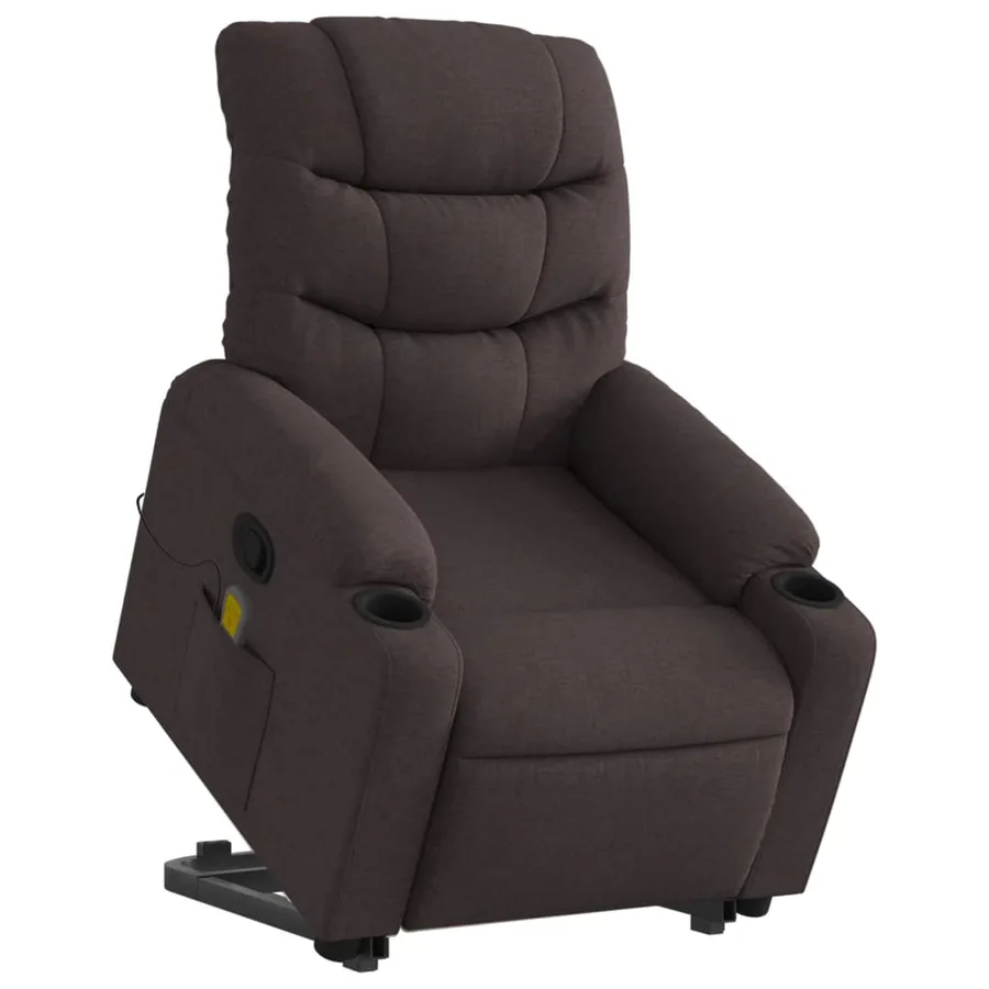 Fauteuil inclinable de massage Marron foncé Tissu - 3