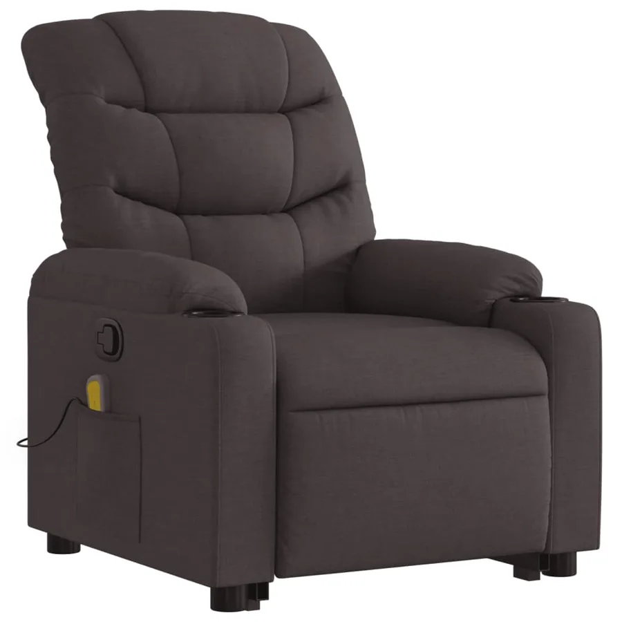 Fauteuil inclinable de massage Marron foncé Tissu - 4