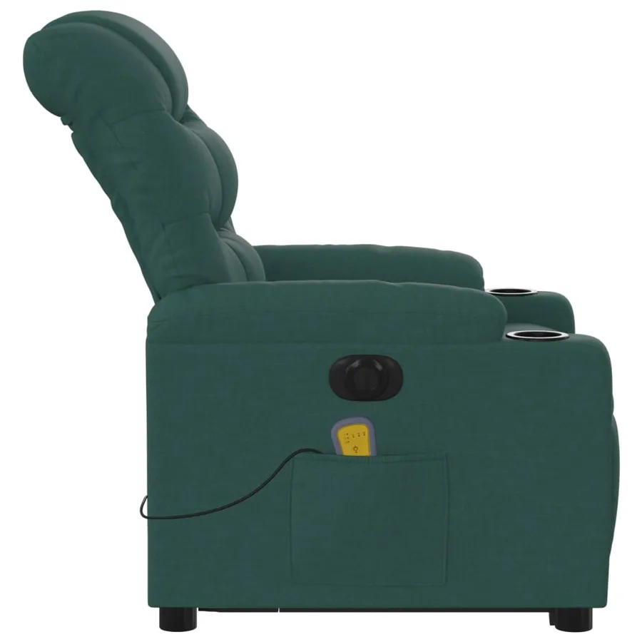 Fauteuil inclinable de massage électrique Vert foncé Tissu - 10