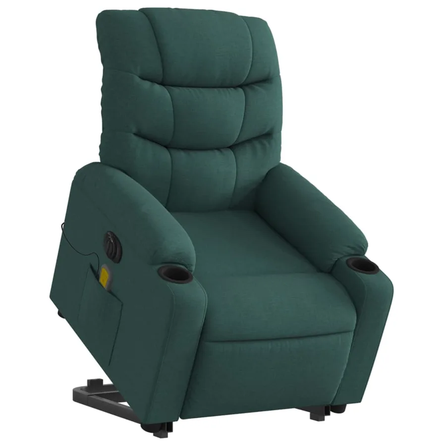 Fauteuil inclinable de massage électrique Vert foncé Tissu - 3