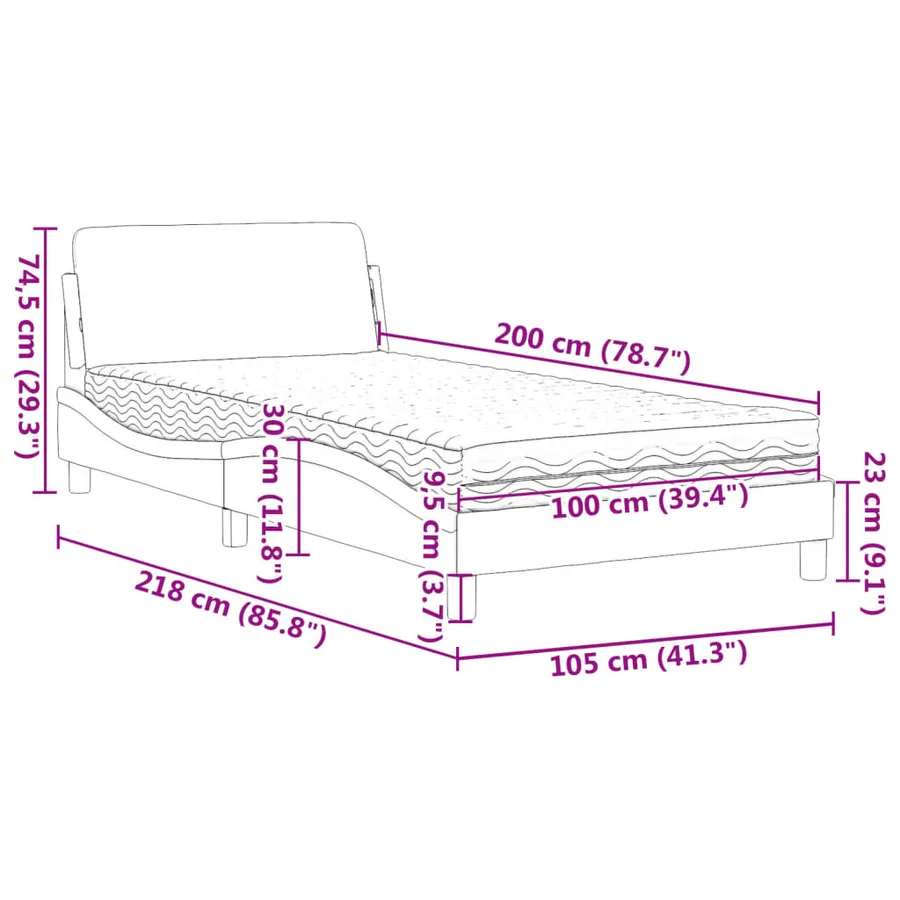 Lit avec matelas Dover bleu 100x200 cm tissu - 9