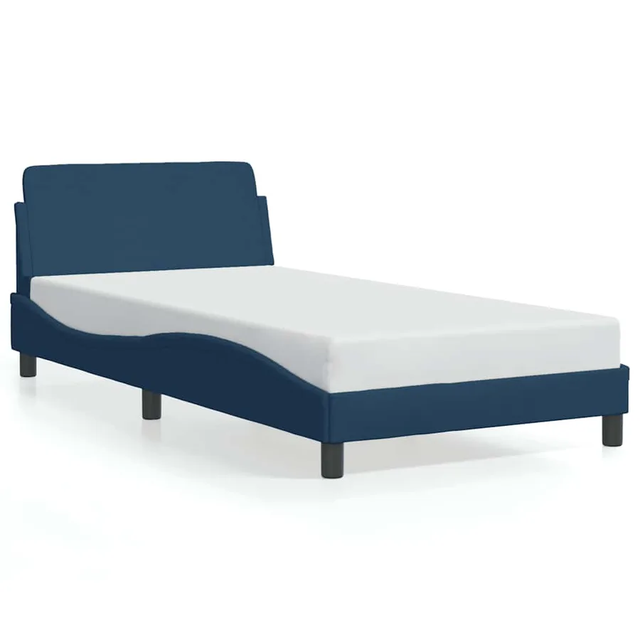 Cadre de lit avec tête de lit Dover bleu 100x200cm tissu - 2