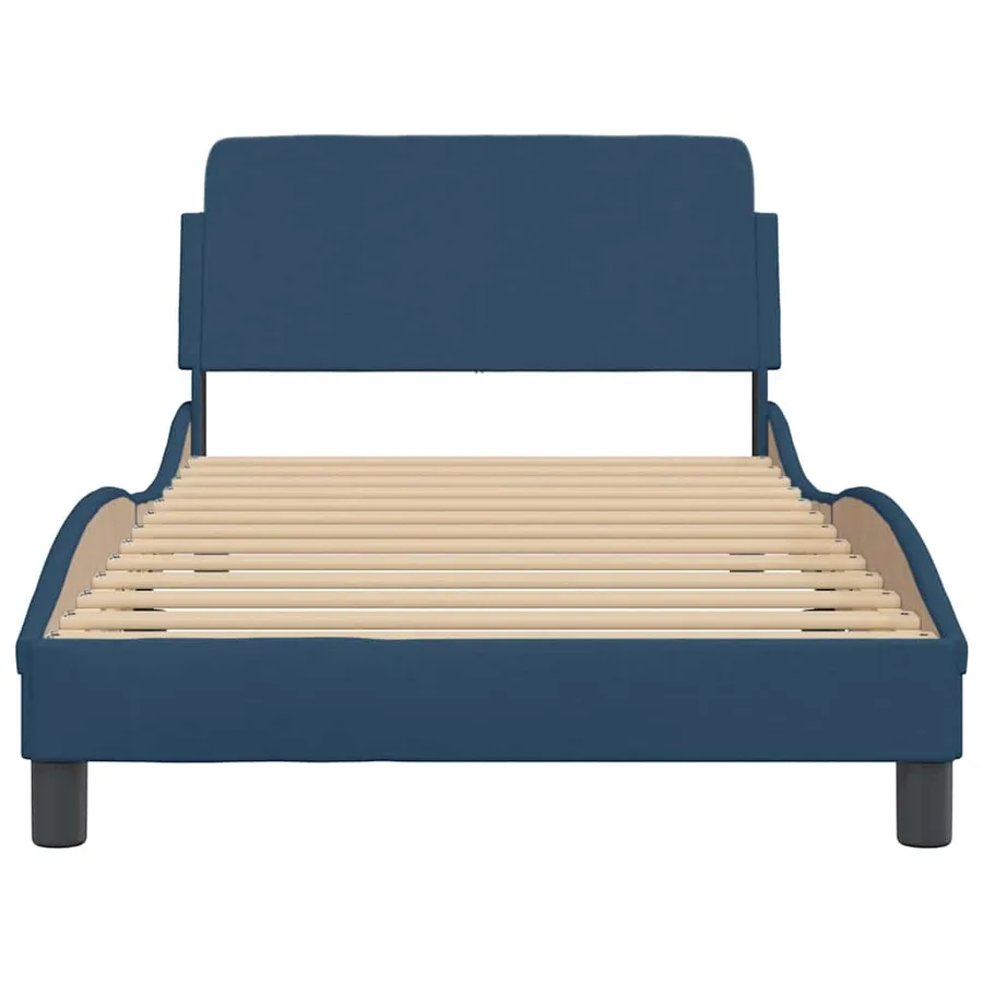 Cadre de lit avec tête de lit Dover bleu 100x200cm tissu - 4