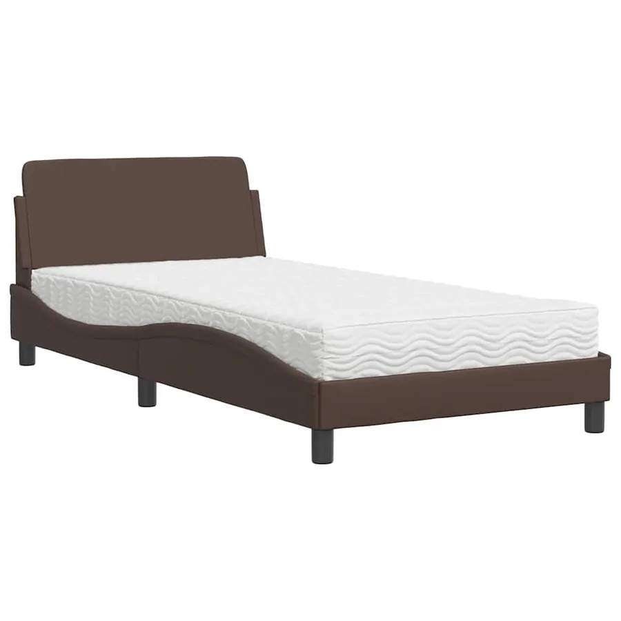 Lit avec matelas Dover marron 100x200 cm similicuir - 2